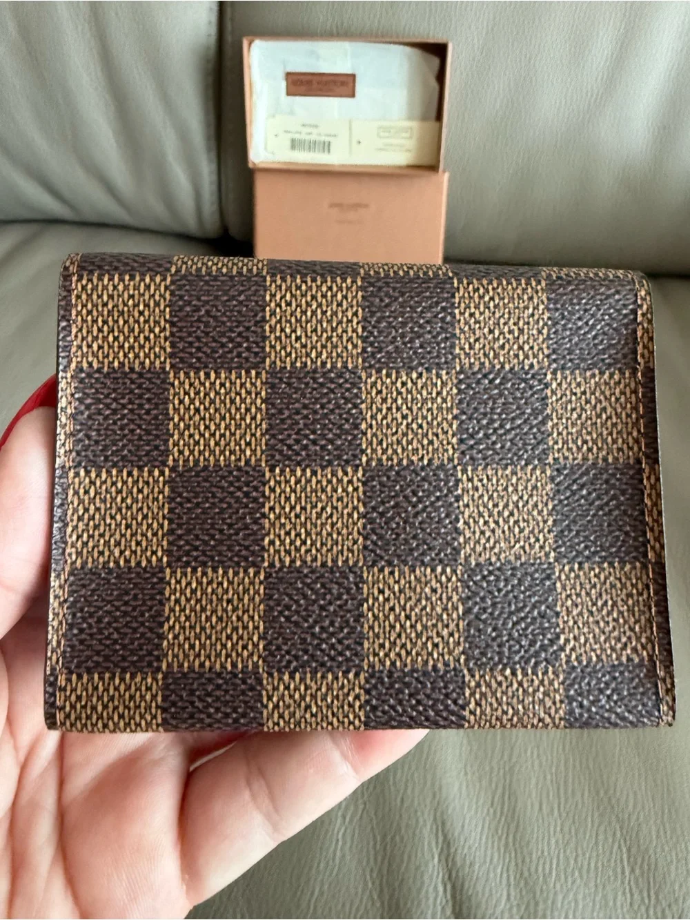 Louis Vuitton Enveloppe Carte De Visite Cardholder (Model 62920) in Damier Ebene